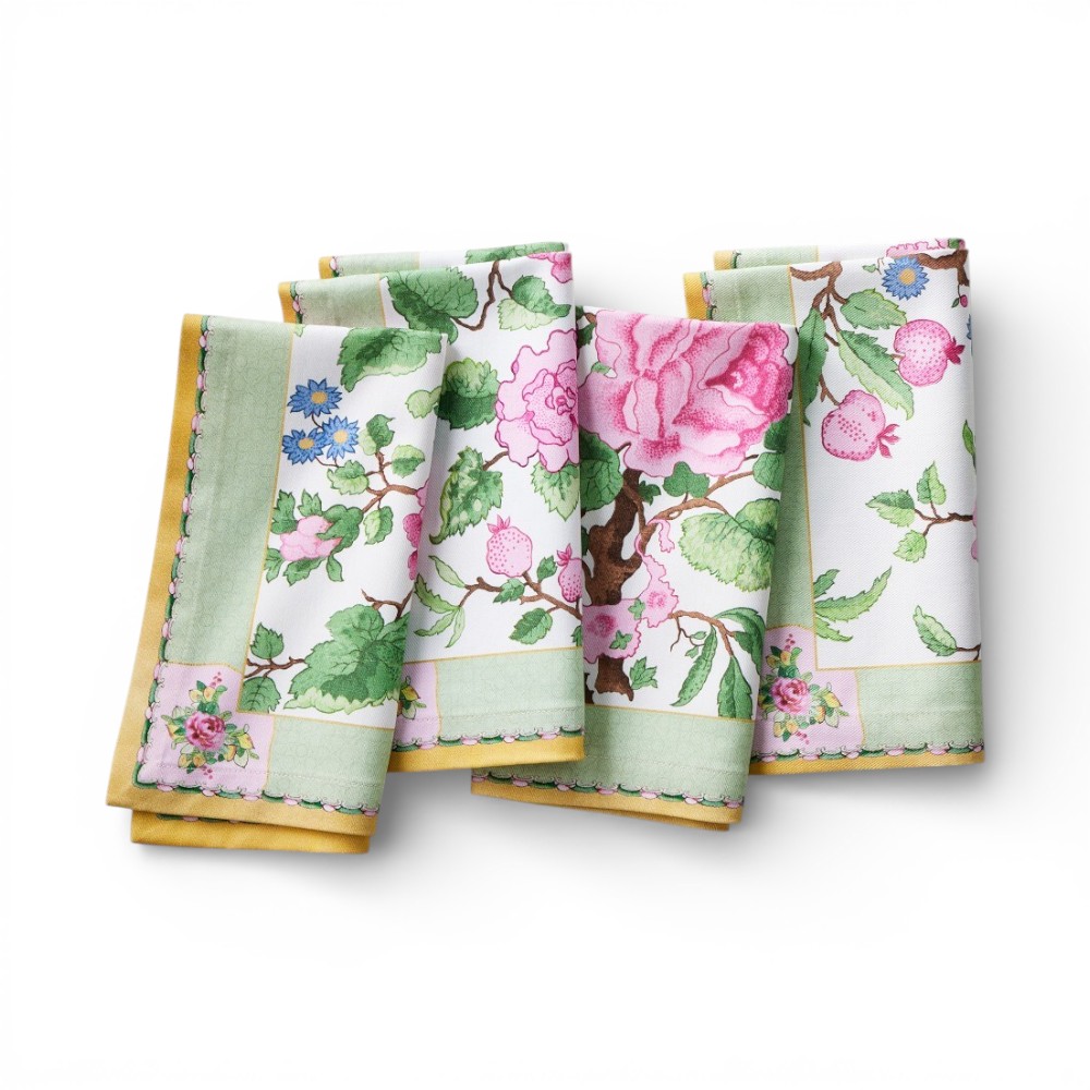NAPK-WS-CANTONROSE-a Bộ 4 chiếc khăn ăn in hoa mẫu đơn kiểu Canton Rose