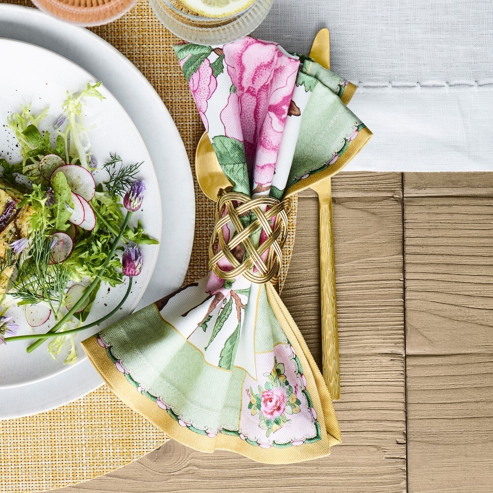 NAPK-WS-CANTONROSE-e Bộ 4 chiếc khăn ăn in hoa mẫu đơn kiểu Canton Rose