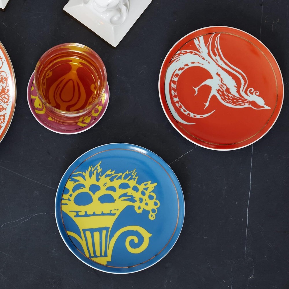 PLATES-LENOX-LXREMIX-c Set of 4 Gold-Rimmed Porcelain Salad or Dessert Plates from the LX Remix Collection – Lenox (USA)
