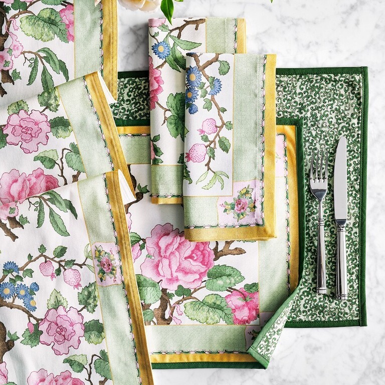 TBRN-WS-CANTONROSE-e Canton Rose–Style Peony Print Table Runner, 274 cm