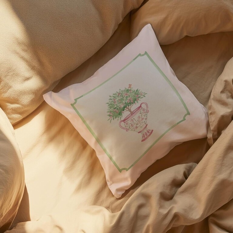 CUSH-PASTEL-CHINOISERIPLNTERS-b Set of 2 Pastel Pink Chinoiserie Floral Planter Cushion Covers